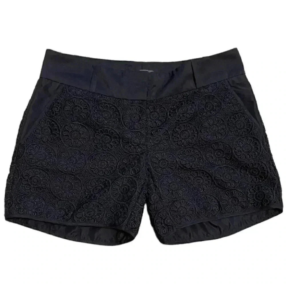 The Limited Black Embroidered Crochet Shorts